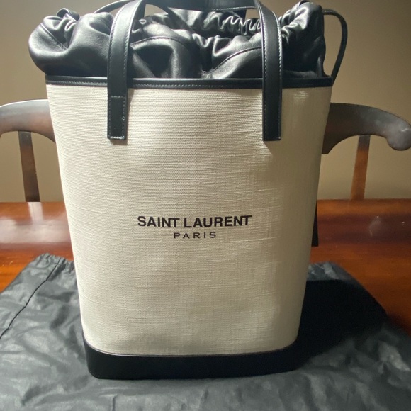 Saint Laurent Teddy canvas and leather tote bag NEW - Picture 10 of 13